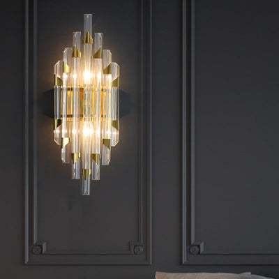Zeitgenössische Luxus Streifen Hardware Kristall 2/4 Licht Wandleuchte Lampe für Wohnzimmer 