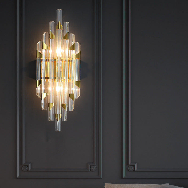 Zeitgenössische Luxus Streifen Hardware Kristall 2/4 Licht Wandleuchte Lampe für Wohnzimmer 