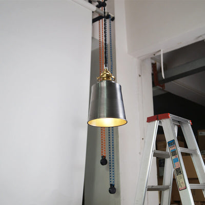 Lámpara colgante de geometría de cúpula de hierro minimalista industrial plateada y cobre de 1 luz 