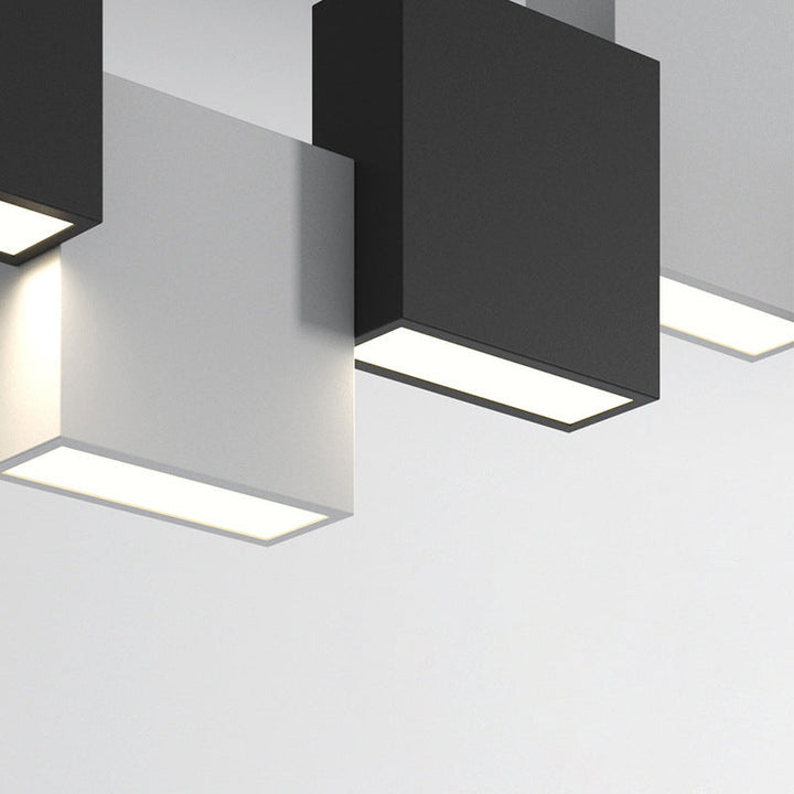Lustre LED en acrylique et fer géométrique créatif contemporain en forme de cube pour salon 