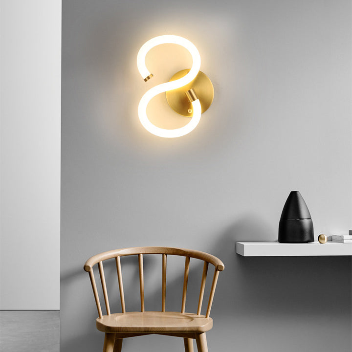 Zeitgenössische kreative Messing Acryl Runde Oval Figur Sechs Acht Brief LED Wandleuchte Lampe für Flur 
