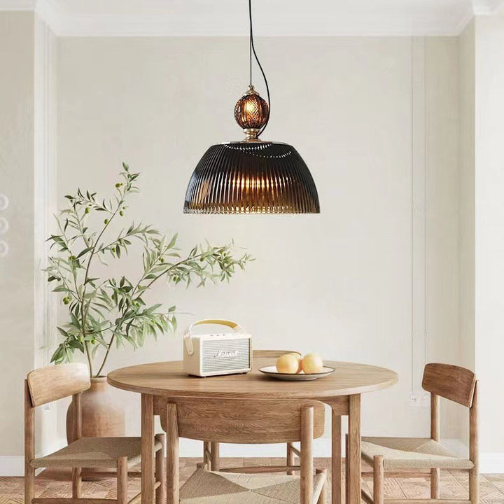Japanische Retro Dunkelgrüne Glasschirm Pendelleuchte mit 1 Licht 