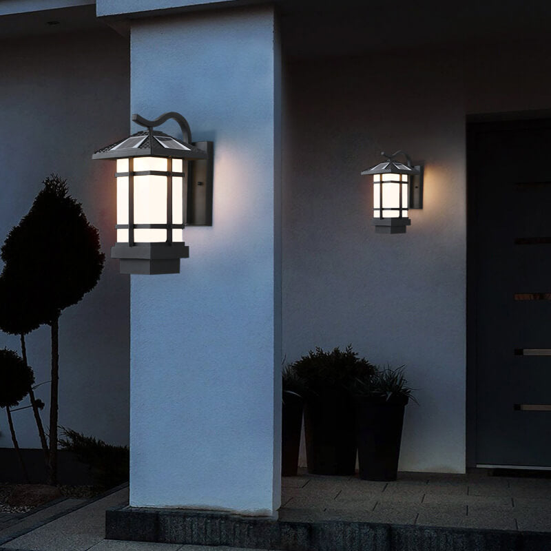 Lámpara de Aplique de Pared para Paisaje de Patio al Aire Libre LED Impermeable Solar Industrial 