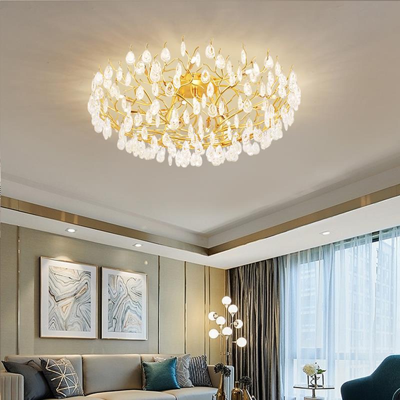 Moderne Luxus Halbrunde Dendritischen Eisen Kristall 10/12 Licht Semi-Flush Mount Deckenleuchte Für Wohnzimmer 
