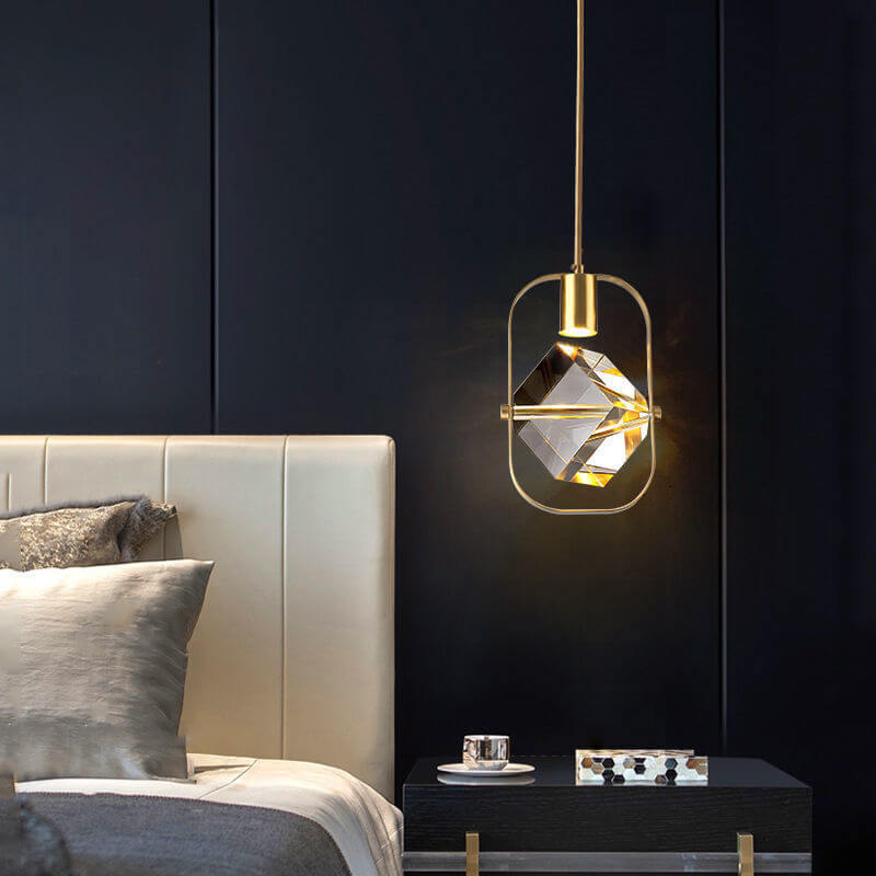 Moderne Einfachheit Kristall Quadrat 1-Licht Pendelleuchte für Schlafzimmer 