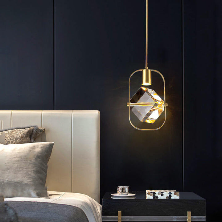 Moderne Einfachheit Kristall Quadrat 1-Licht Pendelleuchte für Schlafzimmer 
