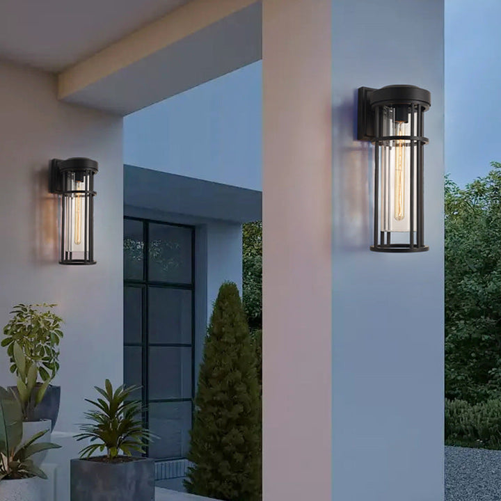 Cylindre en verre aluminium simplicité contemporaine Applique murale 1 lumière pour jardin 