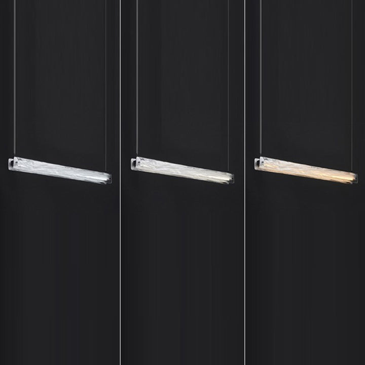 Modern Minimalist Long Strip Iron Aluminum Glass LED Island Light Pendant Light For Study Room