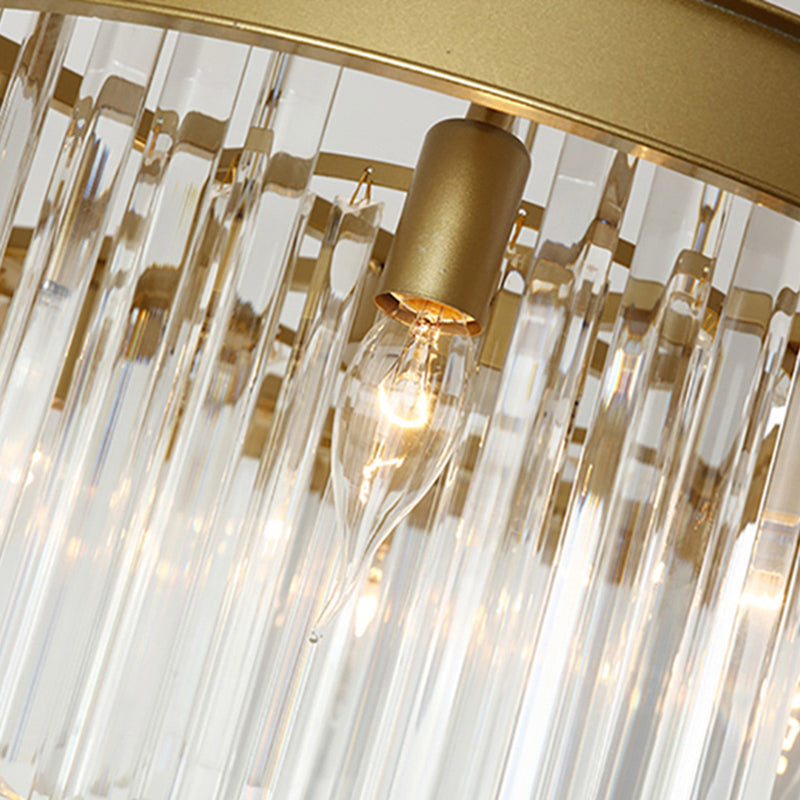 Zeitgenössischer Luxus-Kronleuchter mit Eisen-Finish, runder, abgestufter Kristallschirm, 8 Lichter, für Wohnzimmer 