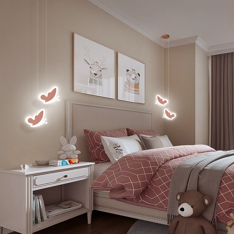 Moderner minimalistischer Herz-Schmetterling-Blumen-Acryl-LED-Kronleuchter 