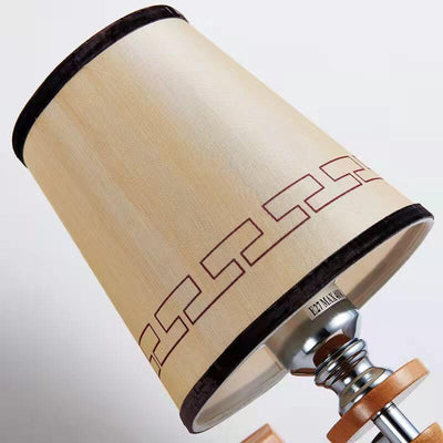 Chinese Retro Wood Element Fabric Barrel Shade 1-Light Wall Sconce Lamp