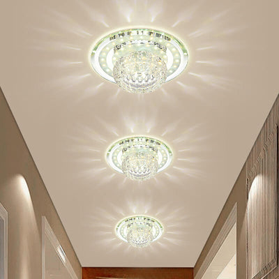 Minimalist Light Luxury Crystal Round Spotlight LED Flush Mount Ceiling Light