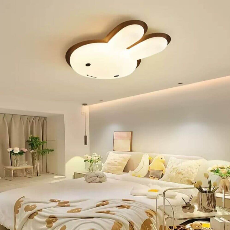 Moderno y Divertido Conejito Infantil Luz de Techo LED de Acrílico y Hierro 