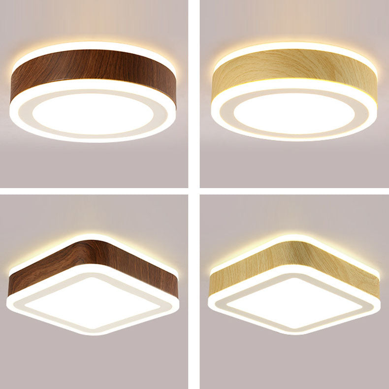 Moderne minimalistische runde quadratische Holzmaserung Hardware Acryl LED Unterputz Deckenleuchte für Wohnzimmer 