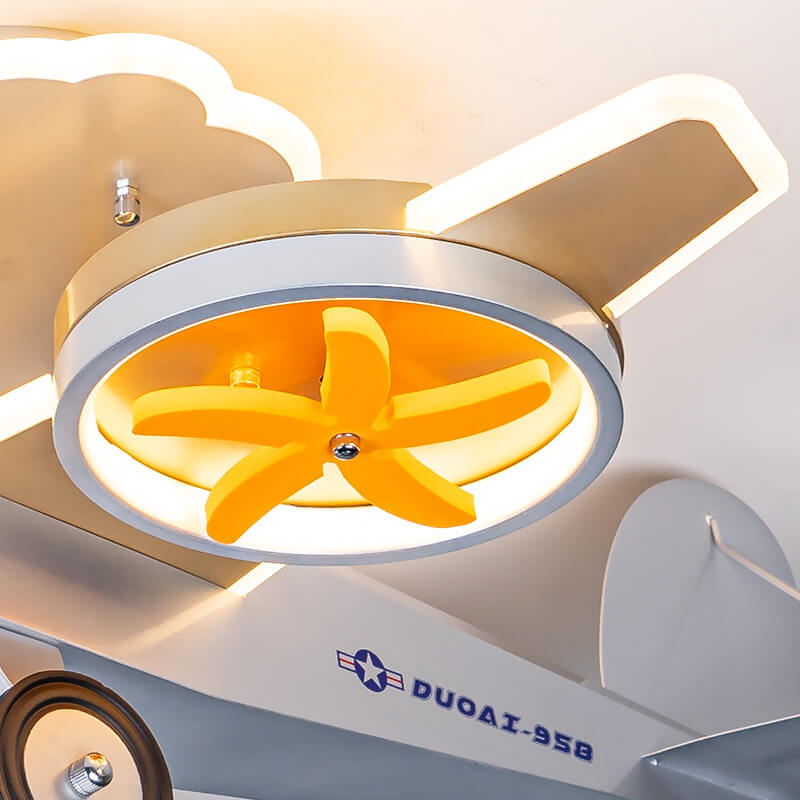 Kreative Cartoon Flugzeug Eisen Acryl LED Kinder Deckenleuchte halb bündig 