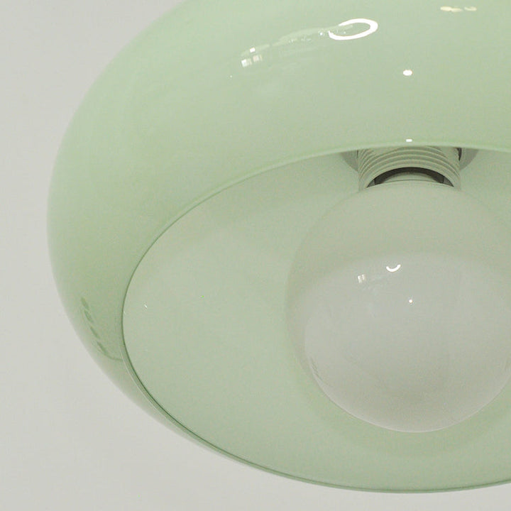 Lustre Suspendu Rond en Bois et Verre Vintage Traditionnel à 1 Lumière pour Salle à Manger 