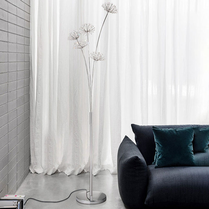 Zeitgenössische skandinavische Löwenzahn-Eisen 3/5 Stehende Stehlampe für Wohnzimmer 
