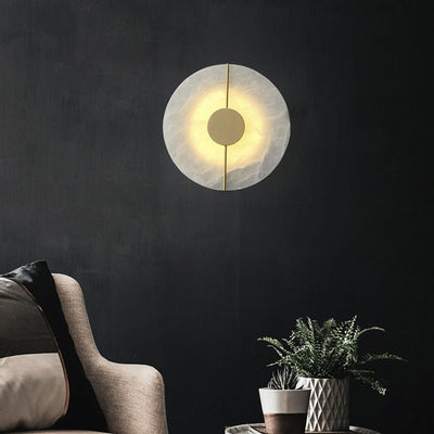 مصباح حائطي LED بيضاوي مستدير من النحاس الرخامي الإسكندنافي المعاصر لغرفة المعيشة 