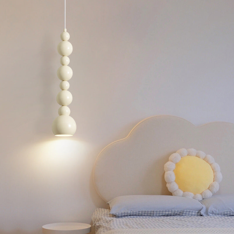 Zeitgenössische nordische cremeweiße Kürbis-Pendelleuchte mit 1 Licht für das Wohnzimmer 