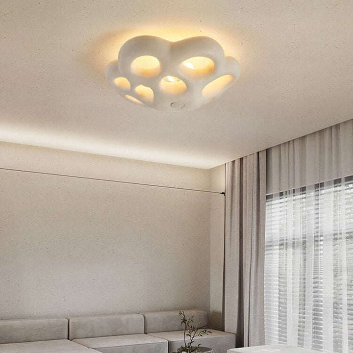 Nordic Minimalist Polystyrene Round Petal 3-Light Flush Mount Ceiling Light