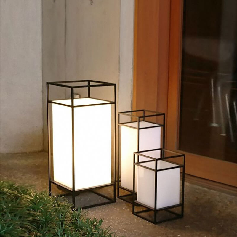 Japanese Tatami Rectangular Iron Fabric 1-Light Standing Floor Lamp