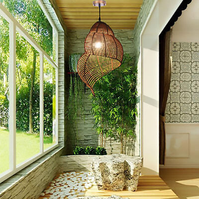 Moderne kreative Persönlichkeit Rattan Conch 1-Licht Pendelleuchte 