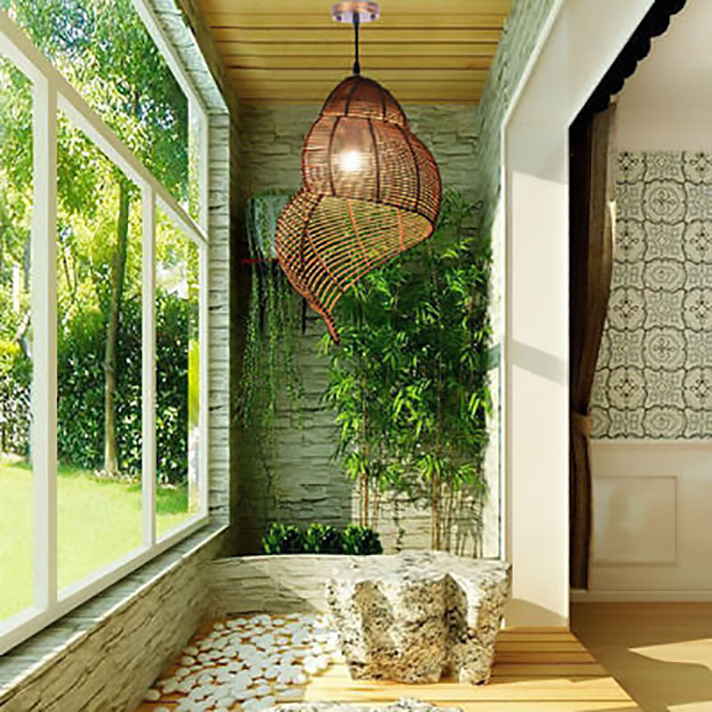 Moderne kreative Persönlichkeit Rattan Conch 1-Licht Pendelleuchte 