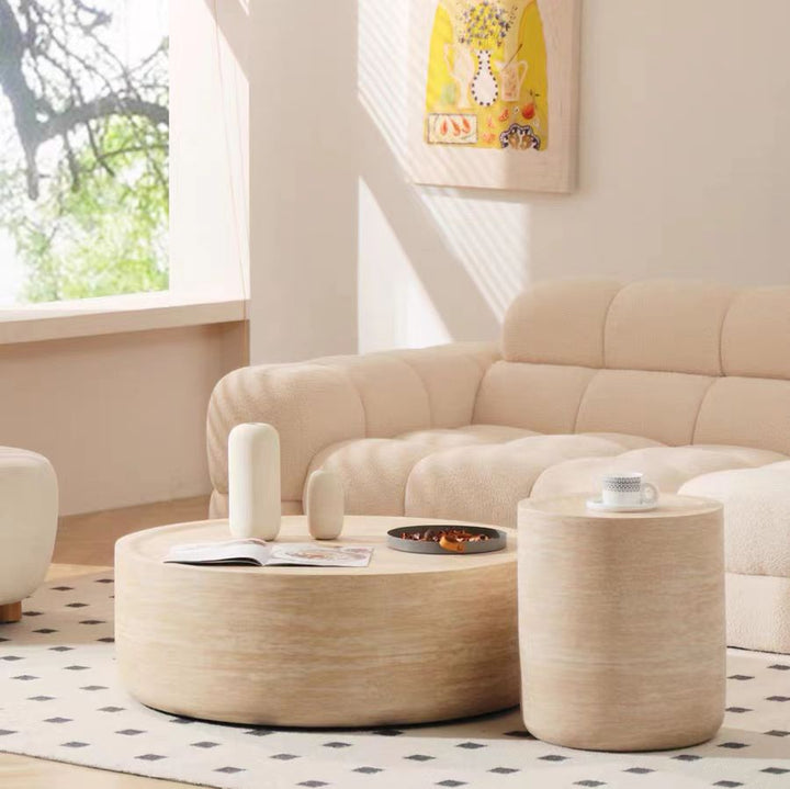 Moderner minimalistischer runder Couchtisch aus Fiberglas für das Wohnzimmer 
