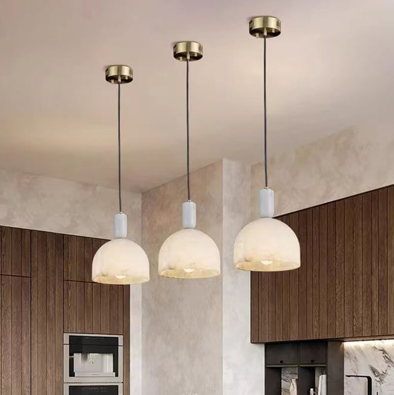 Moderne Leichte Luxus Weiße Halbkreisförmige Kupfer Lucite 1-Licht Pendelleuchte 