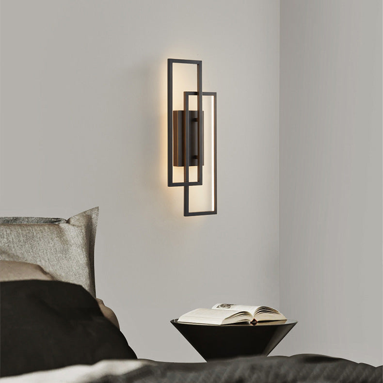Moderne Mid-Century Wandleuchte aus Kupfer im rechteckigen geometrischen Design mit LED für das Bett 