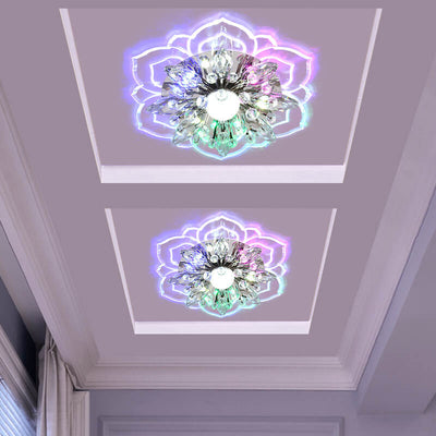 Modern Minimalist Petal Crystal Acrylic LED Flush Mount Ceiling Light