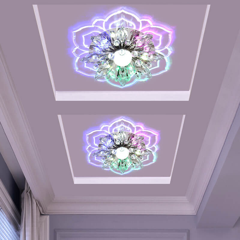 ضوء سقف LED مثبت بشكل متدفق من الكريستال الأكريليك بتصميم بتلات حديثة وبسيطة 