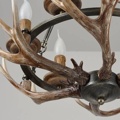 Industrial Antler Candle Holder Resin Iron Acrylic 6-Light Island Light Chandelier