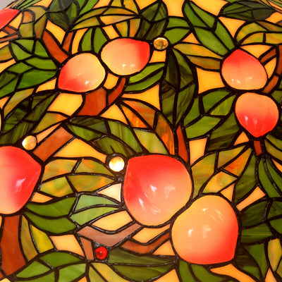 Lampe de table Tiffany Retro Peach Stained Glass Dome à 3 lumières 