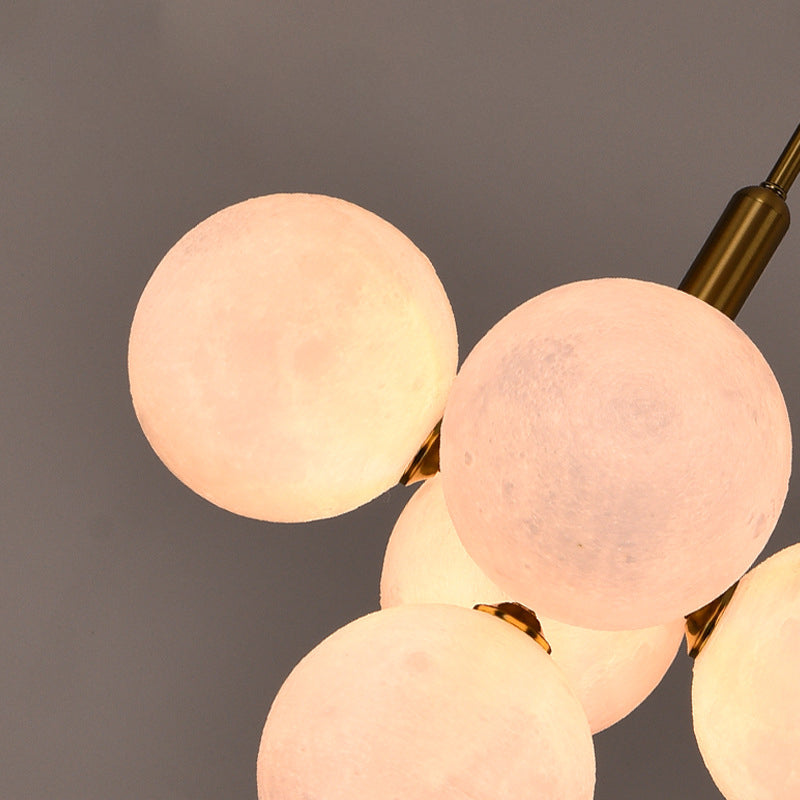 Lámpara de araña contemporánea creativa de luna orbe de hierro PLA 5/13 luces para sala de estar 