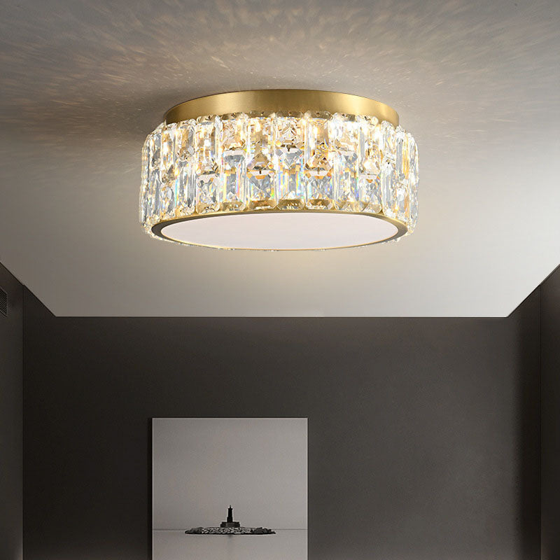Contemporáneo Escandinavo Cilíndrico de Cobre Cristal 4/6 Luces de Montaje al Ras para Techo en Dormitorio 