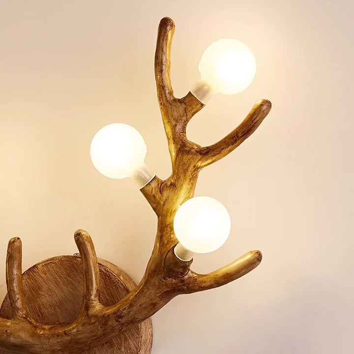Nordic Creative Resin Geweih Baumzweig Glas Kugel 6-Licht Wandlampenleuchte 