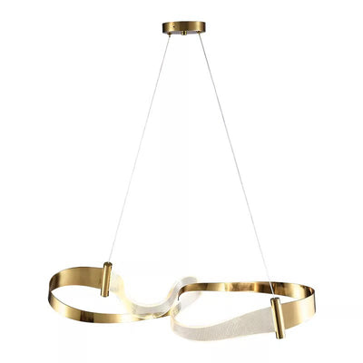 Lampe à suspension LED linéaire en ruban acrylique en forme de vague créative contemporaine pour salon 