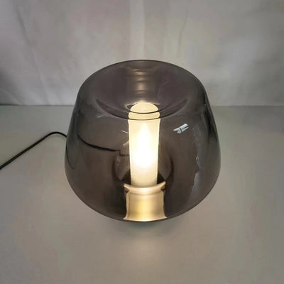 Moderne minimalistische runde Tischlampe aus Glas und Metall mit 1 Licht für Schlafzimmer 