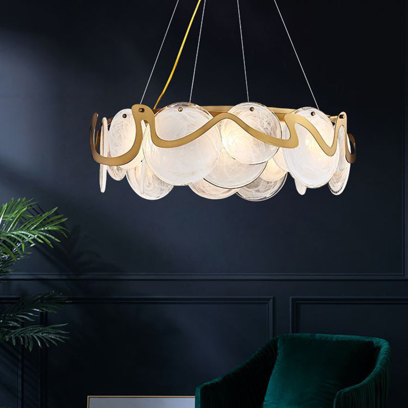 Zeitgenössischer Luxus-Kronleuchter mit Eisenrahmen und Glasscheibe, 8/10 Lichter, für Schlafzimmer 