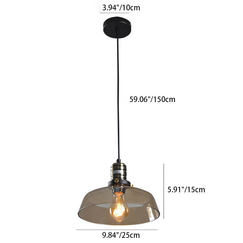 Industrial Simple Personalized Transparent Glass Bowl 1-Light Pendant Light