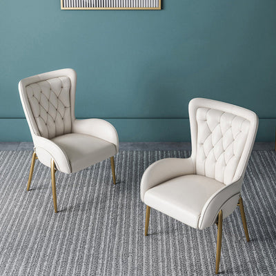 Moderna silla de comedor de lujo cuadrada curva de PU cuero terciopelo hierro con respaldo y brazo para comedor 