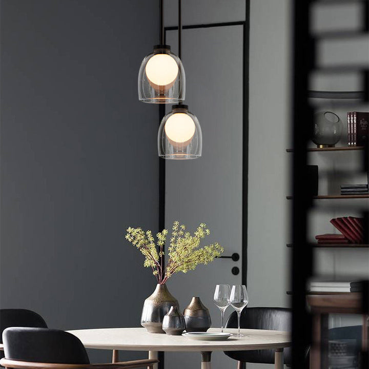 Lámpara colgante de vidrio cilíndrico minimalista moderna de 1 luz para sala de estar 