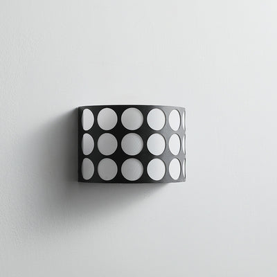 Contemporary Scandinavian Half Cylinder Dot Fabric Iron LED Wall Sconce Lamp For Living Room