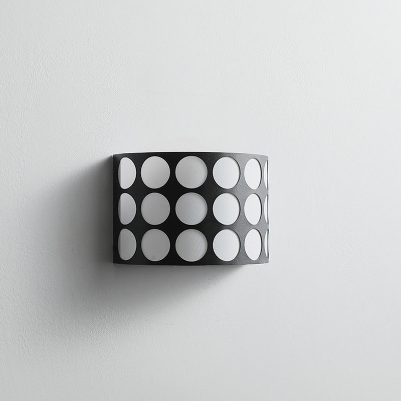 Contemporary Scandinavian Half Cylinder Dot Fabric Iron LED Wall Sconce Lamp For Living Room