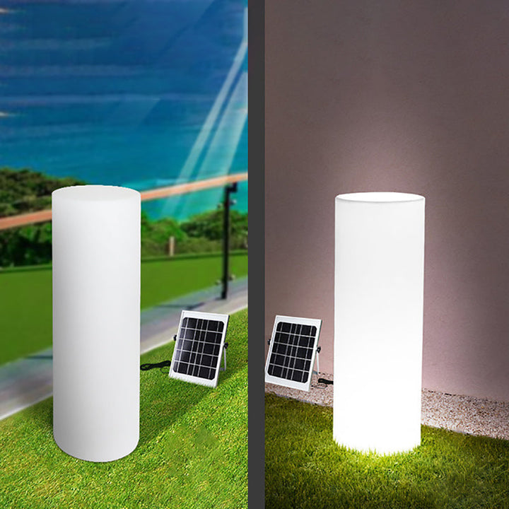 Lampe de jardin moderne minimaliste solaire étanche à LED PE en forme de cylindre avec fiche de sol 