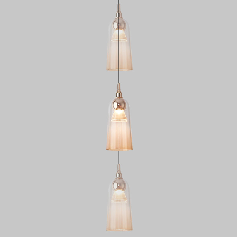 Zeitgenössische nordische Acryl-Cup-Shade-Aluminium-LED-Pendelleuchte mit Farbverlauf für Esszimmer 
