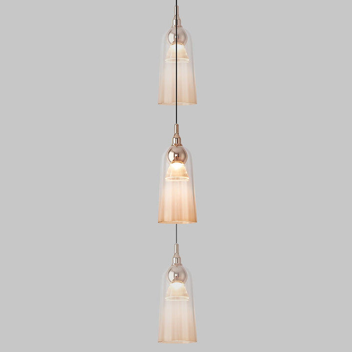 Zeitgenössische nordische Acryl-Cup-Shade-Aluminium-LED-Pendelleuchte mit Farbverlauf für Esszimmer 