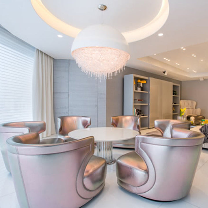 Moderner Luxus-Kronleuchter aus rundem Kristalleisen mit 3/4/5/6 Lichtern für Wohnzimmer