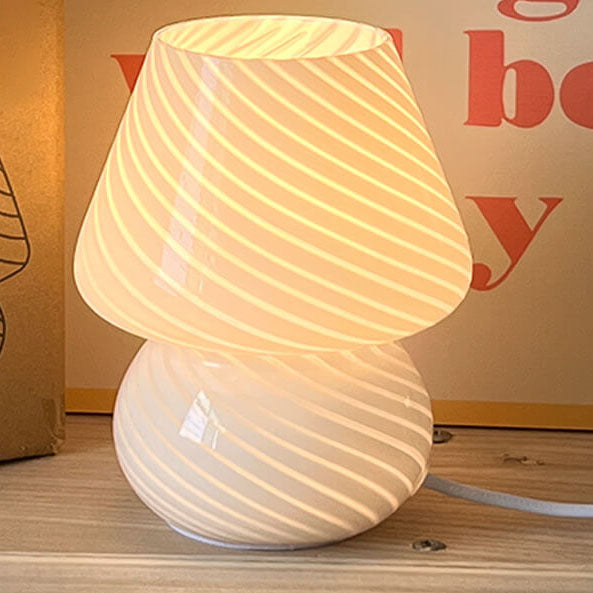 Modern Minimalist Striped Mushroom Glass 1-Light Table Lamp